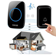 CACAZI A06-DC 1 to 2 Battery Smart Home Wireless Water-resistant Doorbell(White)