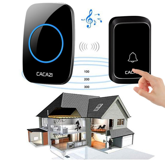 CACAZI A06-DC 1 to 2 Battery Smart Home Wireless Water-resistant Doorbell(White)