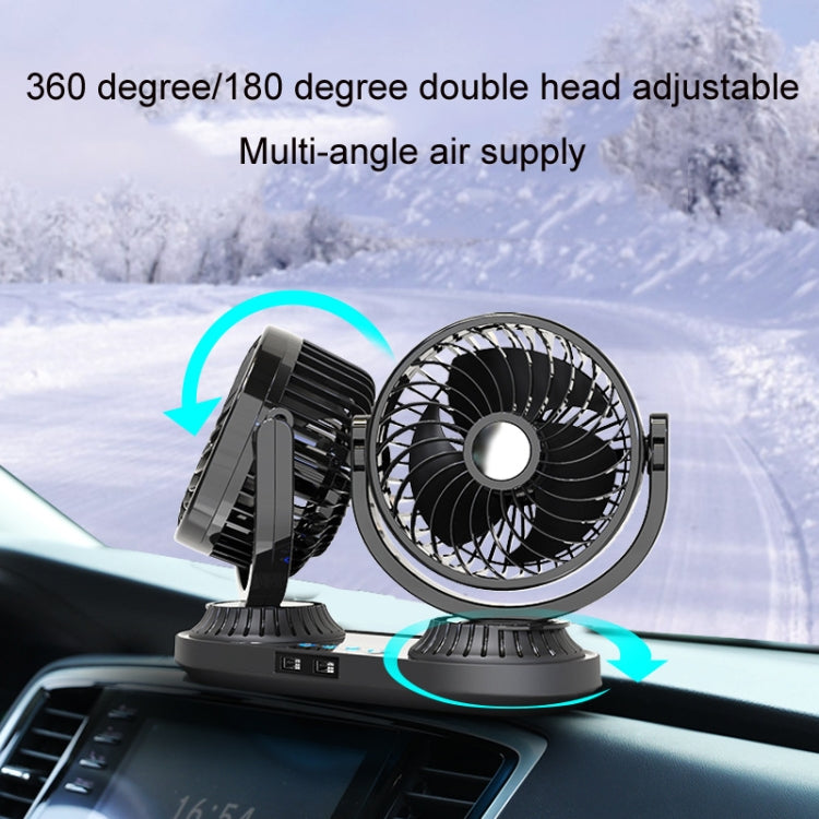 F623U 12V/24V Vehicle Electric Oscillating Head Rotatable Double Head Fan (Deluxe) - free shipping - PMC TechLife - Order now!