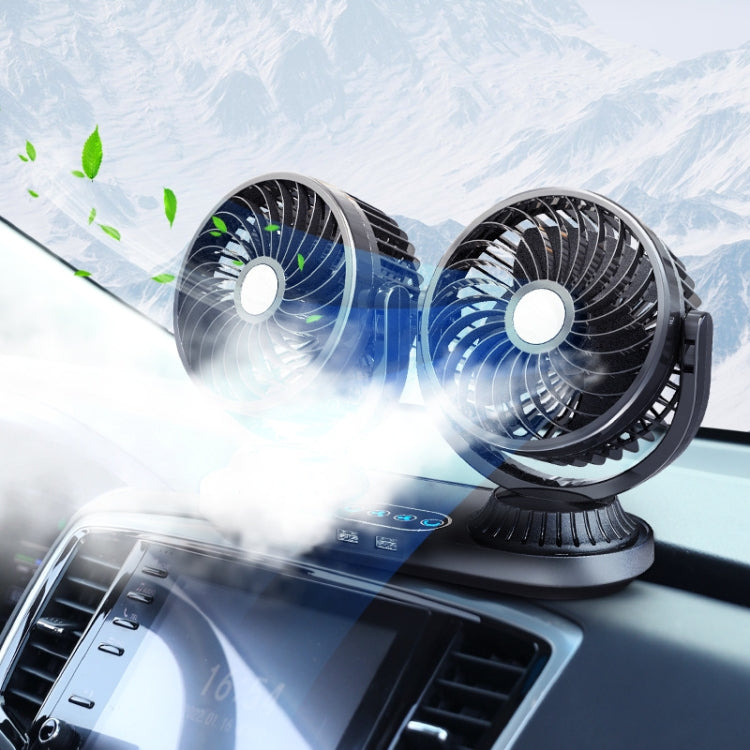 F623U 12V/24V Vehicle Electric Oscillating Head Rotatable Double Head Fan (Deluxe) - free shipping - PMC TechLife - Order now!