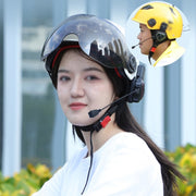 LX1 Motorcycle Half Helmet Water-resistant Wireless 5.3 Bluetooth Headset, Version: English(Standard Blue)