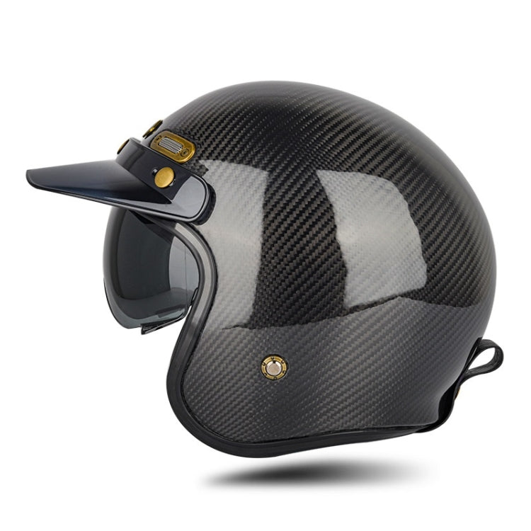 SOMAN Motorcycle Four Seasons Carbon Fiber Half Helmet, Color: Bright Carbon Fiber(XXL) - free shipping - PMC TechLife - Order now!