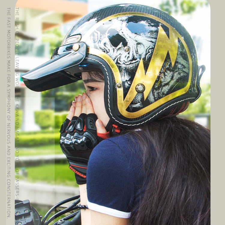 SOMAN Motorcycle Four Seasons Carbon Fiber Half Helmet, Color: FRP Bright Black(S)