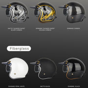 SOMAN Motorcycle Four Seasons Carbon Fiber Half Helmet, Color: FRP Bright Black(S)