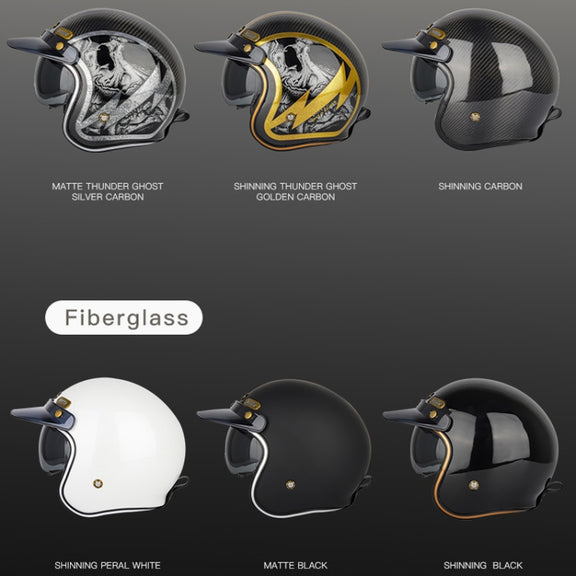 SOMAN Motorcycle Four Seasons Carbon Fiber Half Helmet, Color: FRP Bright Black(S)