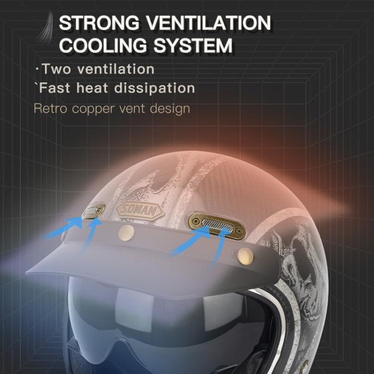 SOMAN Motorcycle Four Seasons Carbon Fiber Half Helmet, Color: Bright Carbon Fiber(S) - free shipping - PMC TechLife - Order now!