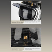 SOMAN Motorcycle Four Seasons Carbon Fiber Half Helmet, Color: FRP Bright Black(M)