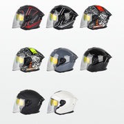 SOMAN Motorcycle Electric Bicycle Dual Lens Riding Helmet, Size: XXL(Black Silver)
