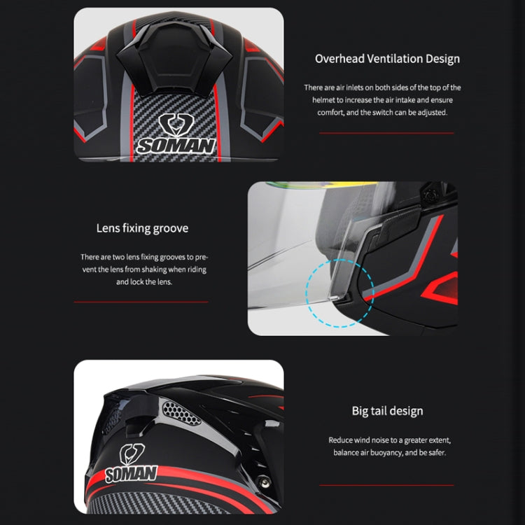 SOMAN Motorcycle Electric Bicycle Dual Lens Riding Helmet, Size: L(Bright Back) - free shipping - PMC TechLife - Order now!