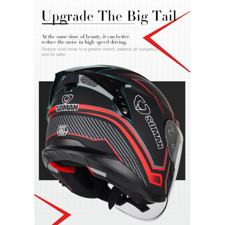 SOMAN Motorcycle Electric Bicycle Dual Lens Riding Helmet, Size: M(Black Red) - free shipping - PMC TechLife - Order now!