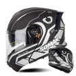 SOMAN Racing Motorcycle Double Lens Riding Safety Helmet, Size: M(Prince Charle Silver Gray) - free shipping - PMC TechLife - Order now!