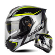 SOMAN Racing Motorcycle Double Lens Riding Safety Helmet, Size: L(Silver Gray Yellow Vision) - free shipping - PMC TechLife - Order now!