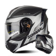 SOMAN Racing Motorcycle Double Lens Riding Safety Helmet, Size: XL(Silver Gray Black Vision) - free shipping - PMC TechLife - Order now!