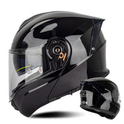 SOMAN Racing Motorcycle Double Lens Riding Safety Helmet, Size: XL(Bright Black)