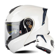 SOMAN Racing Motorcycle Double Lens Riding Safety Helmet, Size: XL(Pearl White)