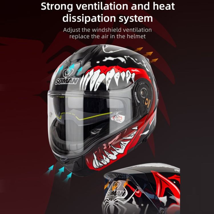 SOMAN Racing Motorcycle Double Lens Riding Safety Helmet, Size: M(Silver Gray Black Vision) - free shipping - PMC TechLife - Order now!