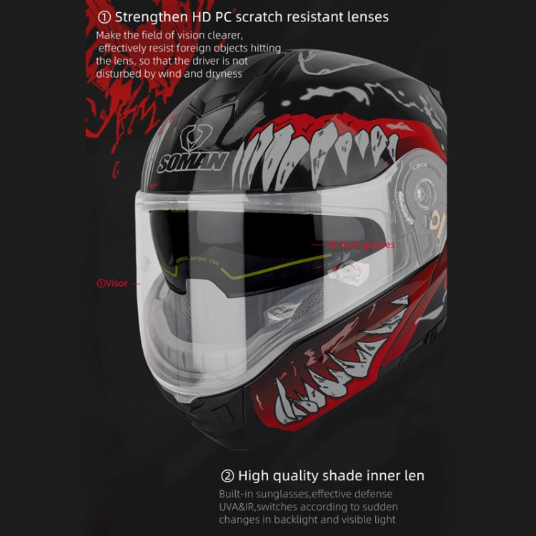 SOMAN Racing Motorcycle Double Lens Riding Safety Helmet, Size: XL(Cement Gray) - free shipping - PMC TechLife - Order now!