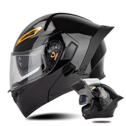 SOMAN Motorcycle Dual Lens Riding Peel-Off Full Coverage Helmet, Size: M(Bright Black)