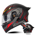 SOMAN Motorcycle Dual Lens Riding Peel-Off Full Coverage Helmet, Size: L(Black Red Track) - free shipping - PMC TechLife - Order now!