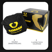 SOMAN Motorcycle Dual Lens Riding Peel-Off Full Coverage Helmet, Size: XXL(Bright Black)