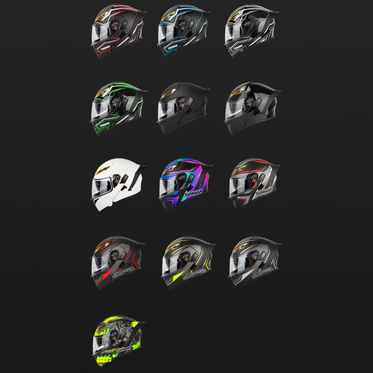 SOMAN Motorcycle Dual Lens Riding Peel-Off Full Coverage Helmet, Size: XXL(Matt Black Blue)