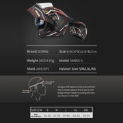 SOMAN Motorcycle Dual Lens Riding Peel-Off Full Coverage Helmet, Size: XXL(Black Fluorescent Yellow Spark)