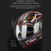 SOMAN Motorcycle Dual Lens Riding Peel-Off Full Coverage Helmet, Size: XXL(Black Fluorescent Yellow Spark)