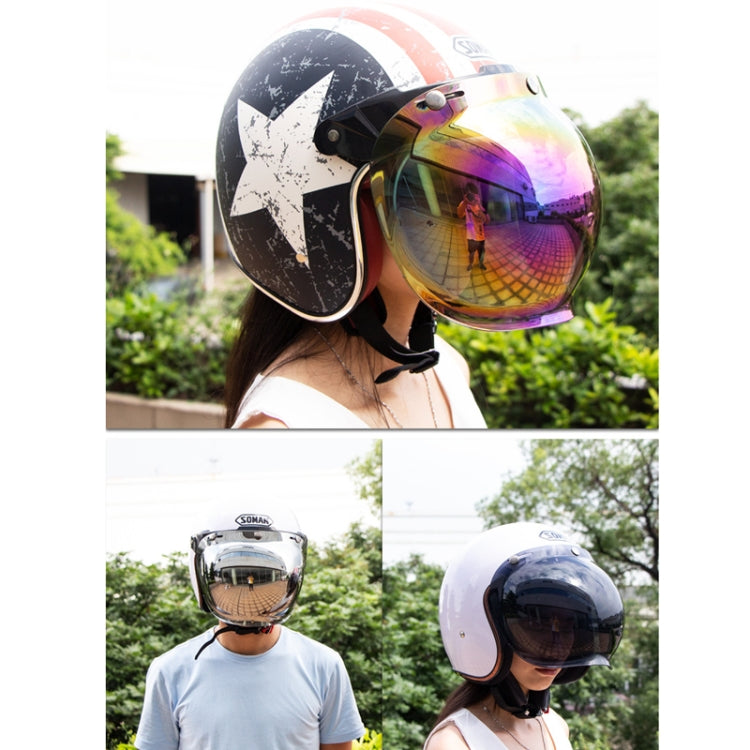 Motorcycle Helmet Three-Button Windproof Lens With Bracket(Light Tea)