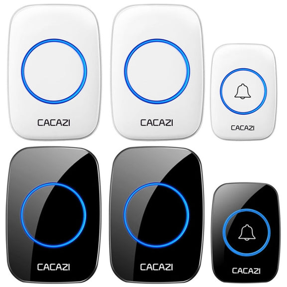 CACAZI A10DC 1 To 2 Battery Type Home Smart Water-resistant Electronic Wireless Doorbell(Black)