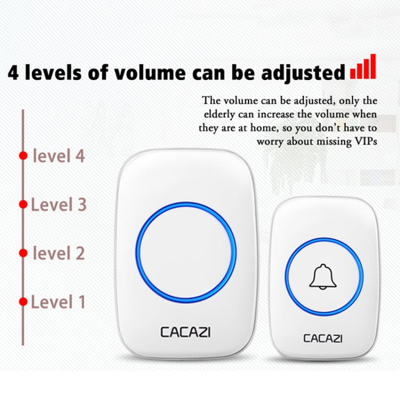 CACAZI A10DC 1 To 2 Battery Type Home Smart Water-resistant Electronic Wireless Doorbell(Black)