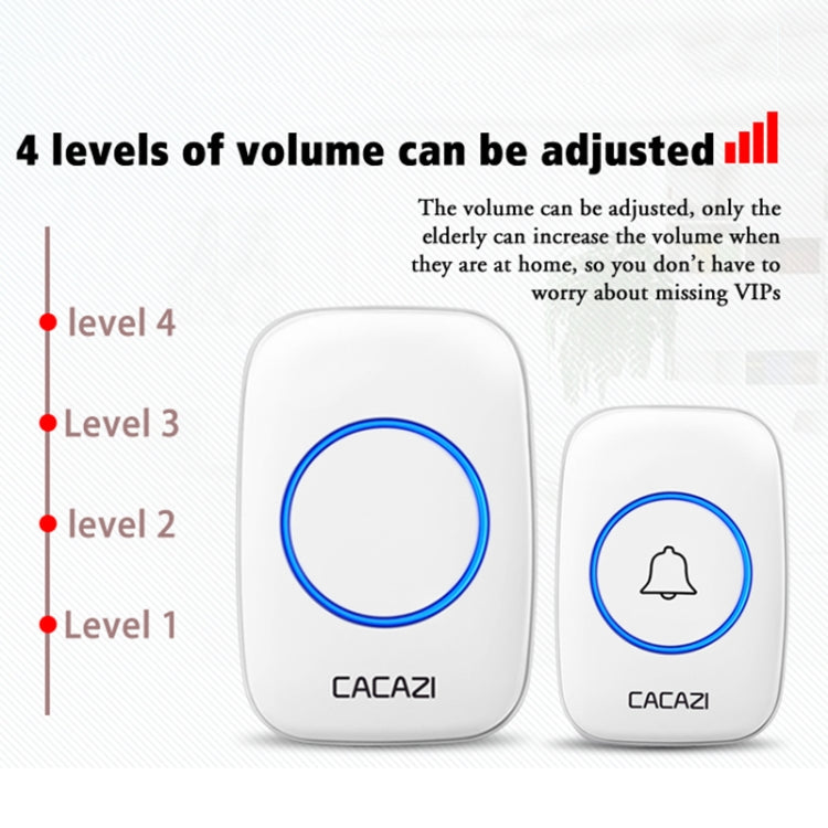 CACAZI A10DC 1 To 2 Battery Type Home Smart Water-resistant Electronic Wireless Doorbell(Black)