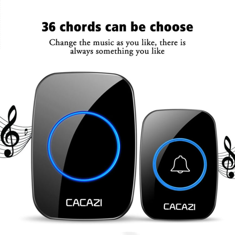 CACAZI A10DC 1 To 2 Battery Type Home Smart Water-resistant Electronic Wireless Doorbell(Black)
