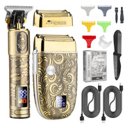 Men Bald Haircut 2 In 1 Electric Hair Clipper Water-resistant Set(Gold)