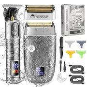 Men Bald Haircut 2 In 1 Electric Hair Clipper Water-resistant Set(Gray)