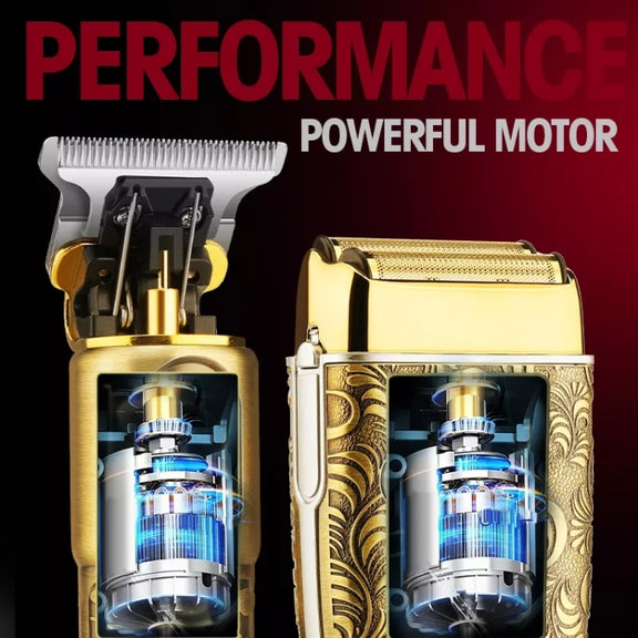 Men Bald Haircut 2 In 1 Electric Hair Clipper Water-resistant Set(Gray)