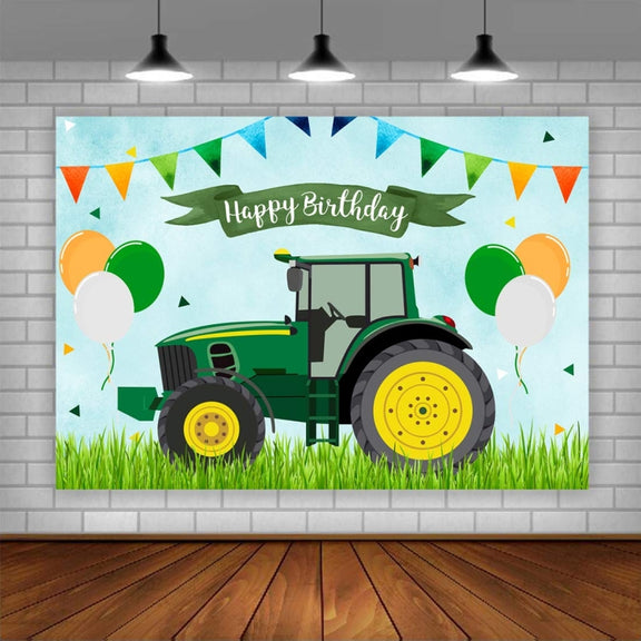 180x180cm Tractor Theme Birthday Backdrop Boy Farm Happy Birthday Background Party Decorations