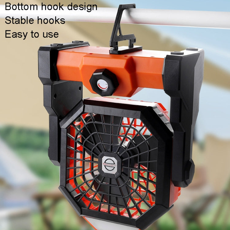 Outdoor Infinitely Variable Speed Portable Large Wind Charging Camping Lighting Fan(Black Green)