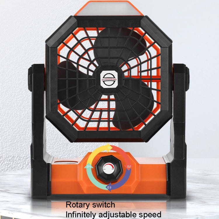 Outdoor Infinitely Variable Speed Portable Large Wind Charging Camping Lighting Fan(Black Orange) - Electric Fans by PMC TechLife | Online Shopping South Africa | PMC TechLife | Buy Now Pay Later Mobicred