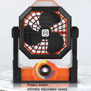 Outdoor Infinitely Variable Speed Portable Large Wind Charging Camping Lighting Fan(Black Green)