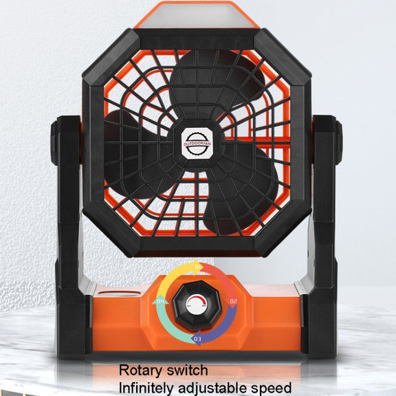 Outdoor Infinitely Variable Speed Portable Large Wind Charging Camping Lighting Fan(Black Green)
