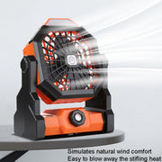 Outdoor Infinitely Variable Speed Portable Large Wind Charging Camping Lighting Fan(Black Green)