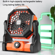 Outdoor Infinitely Variable Speed Portable Large Wind Charging Camping Lighting Fan(Black Green)