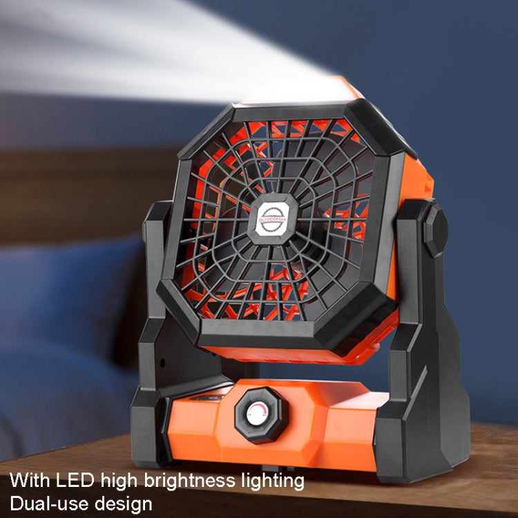 Outdoor Infinitely Variable Speed Portable Large Wind Charging Camping Lighting Fan(Black Green)