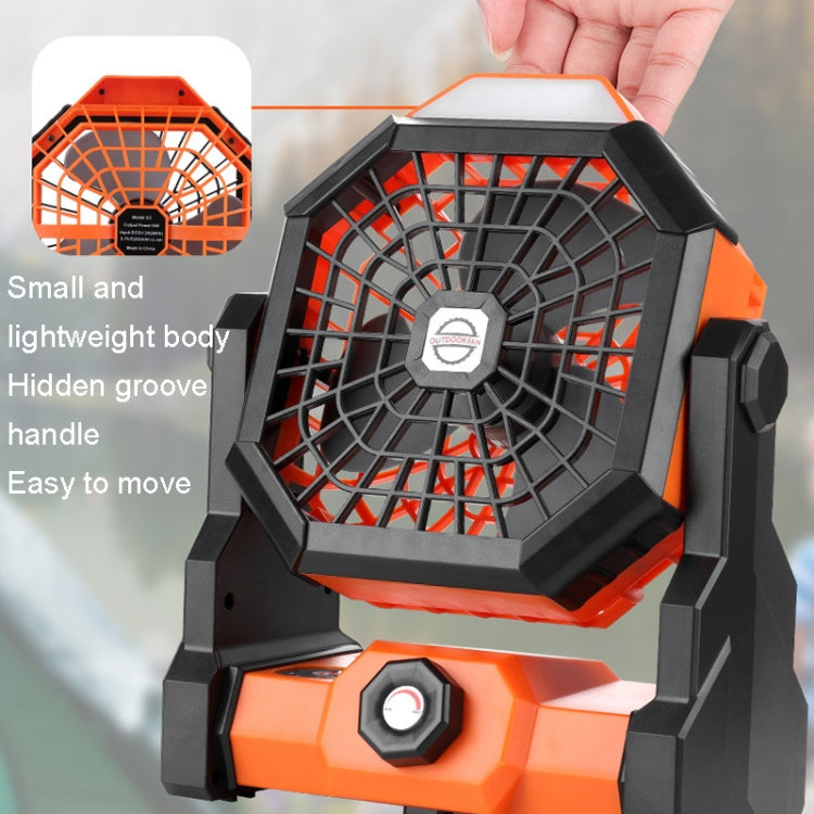 Outdoor Infinitely Variable Speed Portable Large Wind Charging Camping Lighting Fan(Black Orange) - Electric Fans by PMC TechLife | Online Shopping South Africa | PMC TechLife | Buy Now Pay Later Mobicred