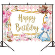 210 x 150cm Pink Flowers Cake Cartoon Birthday Background Cloth Birthday Decoration Banner Hanging Flags - Birthday Party by PMC TechLife | Online Shopping South Africa | PMC TechLife
