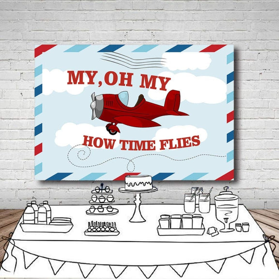 180x180cm Cartoon Small Aircraft Children Birthday Background Cloth