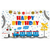 210x150cm Train Cartoon Children Birthday Background Cloth Faber Decoration