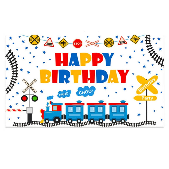210x150cm Train Cartoon Children Birthday Background Cloth Faber Decoration