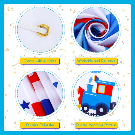 210x150cm Train Cartoon Children Birthday Background Cloth Faber Decoration