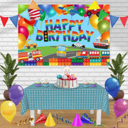 210x150cm Train Fire Truck Party Background Cloth